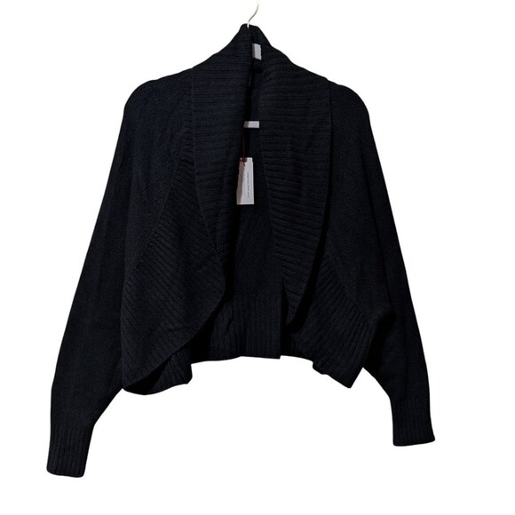 NWT Anthropologie Copley black wool blend open front cardigan M/L shawl collar - Picture 10 of 10
